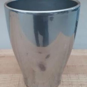Ceramic Boule Orchid Pot Chrome Silver Shiny 14 CM