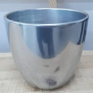 Ceramic Boule Pot Chrome Silver Shiny 19/17/12.5 CM