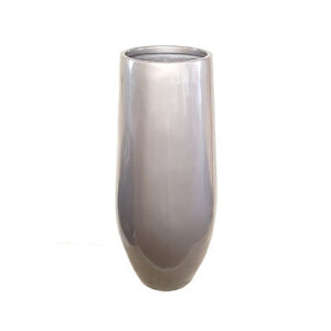 Fiber Stone Pot, Glossy Grey